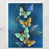 En-tête De Lettre Papillons d'or (Devant / Derrière)