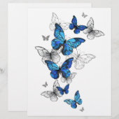 En-tête De Lettre Papillons volants bleus Morpho (Devant / Derrière)