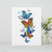 En-tête De Lettre Papillons volants Morpho et Monarch (Debout devant)