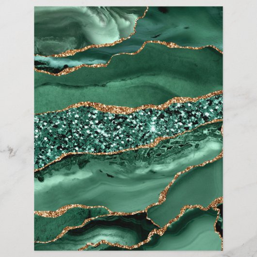 En-tête De Lettre Parties scintillant Or Vert Agate Emerald (Dos)