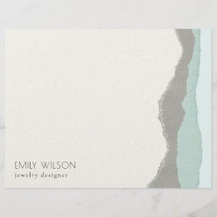 En-tête De Lettre Pastel Aqua Grey Kraft Mountain Wave Tordu Edge