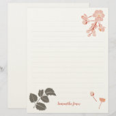 En-tête De Lettre Peachy Pink Oregon Grape Flower Letterhead (Devant / Derrière)