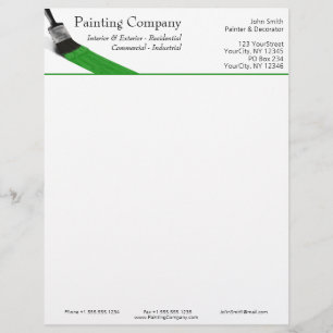 En-tête De Lettre Peinture Peintre Service Société Pinceau vert