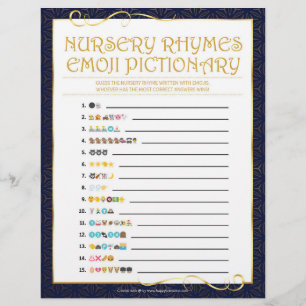 En-tête De Lettre Pépinière Rhymes Emoji Pictionary [Bleu doré]