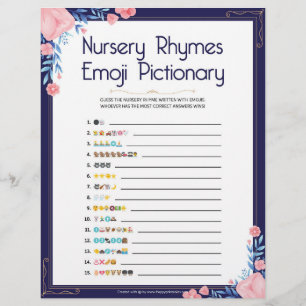 En-tête De Lettre Pépinière Rhymes Emoji Pictionary[Cadre Floral]