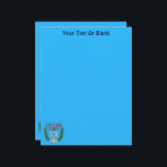 En-tête De Lettre Persian Magen David Menorah<br><div class="desc">Adapté à partir d'un carrelage juif perse antique et dispose d'une menorah avec un Magen David (Etoile de David) encadré de branches d'olivier. Les imperfections de l'image originale peinte à la main ont été conservées. Customisez en ajoutant votre propre texte.</div>