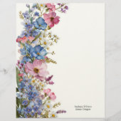 En-tête De Lettre Personalized Blue Pink White Wildflowers Florals  (Devant)