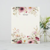 En-tête De Lettre Personalized Burgundy Pink Wildflowers Florals  (Debout devant)