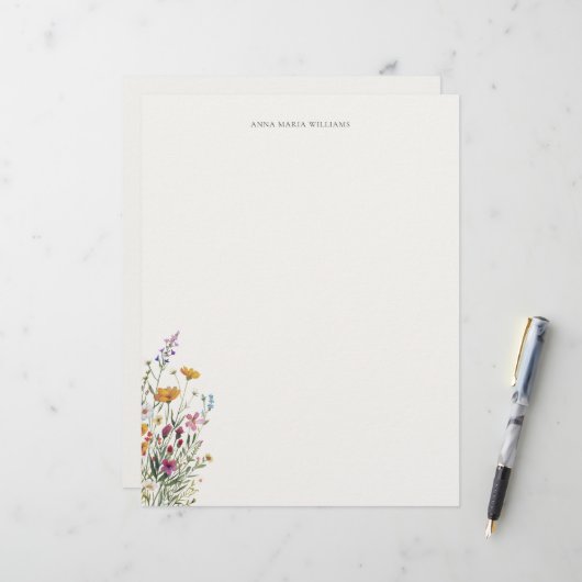 En-tête De Lettre  Personalized Elegant Chic Floral Letterhead (Devant/Arrière en situation)