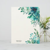 En-tête De Lettre Personalized Green Teal Wildflowers Florals  (Debout devant)
