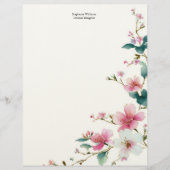 En-tête De Lettre Personalized  Pink White Wildflowers Florals  (Devant)