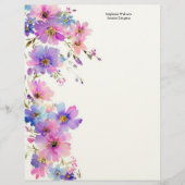 En-tête De Lettre Personalized Purple Pink Wildflowers Florals  (Devant)