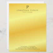 En-tête De Lettre Personnalisé Faux Or Élégant Monogramme Modèle Mod (Devant / Derrière)