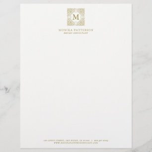 En-tête De Lettre Personnalisée Elégant Monogramme Or Cadre Ornemental