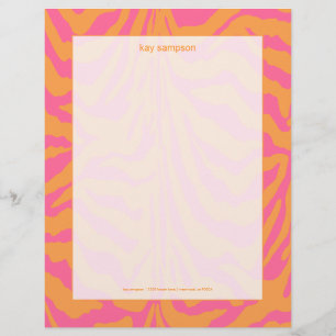En-tête De Lettre Personnalisée Impression zèbre, couleurs rétro