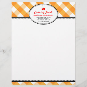 En-tête De Lettre Personnalisée Orange en vichy pays rustique rouge cerise personn