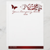 En-tête De Lettre Personnalisée Papillon rouge (Devant / Derrière)