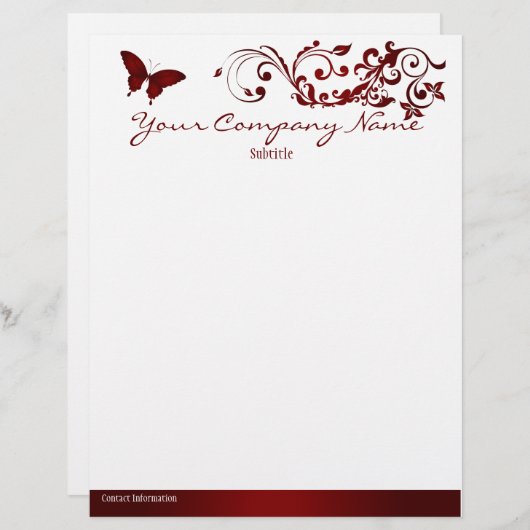 En-tête De Lettre Personnalisée Papillon rouge (Devant / Derrière)