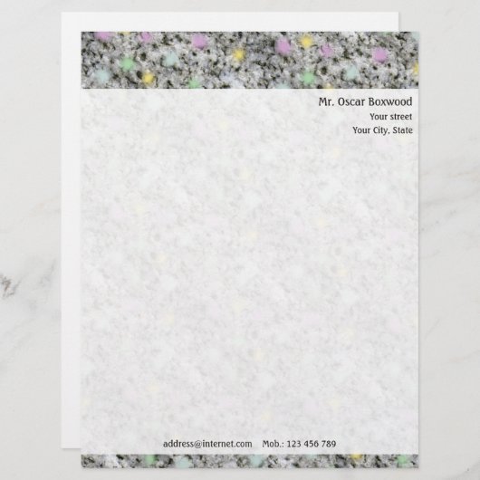 En-tête De Lettre Personnalisée Pastels personnalisés de roche avec l'adresse de (Devant / Derrière)