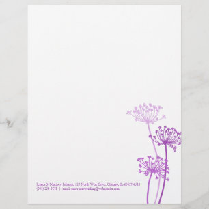 En-tête De Lettre Personnalisée Tête de persil de vaches à fleurs violettes