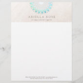 En-tête De Lettre Personnalisée Turquoise Lotus Mandala (Devant)
