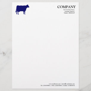 En-tête De Lettre Personnalisée Vache bleue marine - Blanc