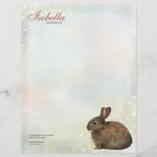 En-tête de lettre personnel de lapin en pastel et