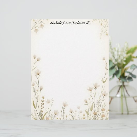 En-tête De Lettre Petit Pays Fleur sauvage blanc (Debout devant)