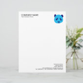 En-tête De Lettre Photo du coin - Panda - Bleu (Debout devant)