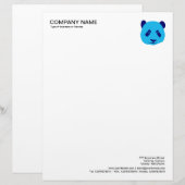 En-tête De Lettre Photo du coin - Panda - Bleu (Devant / Derrière)