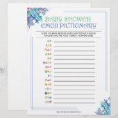 En-tête De Lettre Pictionary Bébé Émoji [Fleurs Bleues] (Devant / Derrière)
