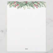 En-tête De Lettre Pin de feuillage vert Merci de Berry Rouge (Dos)