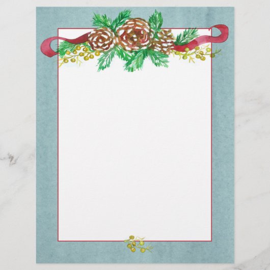 En-tête De Lettre Pine Cones Baies Gris Noël (Devant)