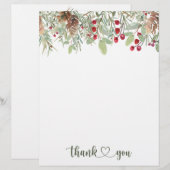 En-tête De Lettre Pine d'hiver Cones Merci de vacances (Devant / Derrière)