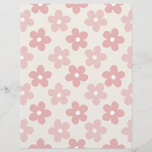 En-tête De Lettre Pink Cream Daisy Flowers Retro Pattern (Devant)