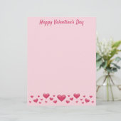 En-tête De Lettre Pink Valentine's Day Hearts & Custom Text (Debout devant)