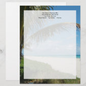 En-tête De Lettre Plage de sable blanc avec palme (Devant / Derrière)