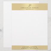 En-tête De Lettre Plaine moderne de Faux de monogramme élégant (Devant / Derrière)