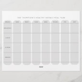 En-tête De Lettre Plan de repas hebdomadaire sain Modèle double face (Dos)