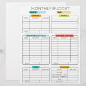 En-tête De Lettre Planificateur budgétaire mensuel (Devant / Derrière)