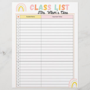 En-tête De Lettre Planificateur de liste de classes