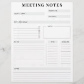 En-tête De Lettre Planificateur de notes de réunion professionnelle (Devant)