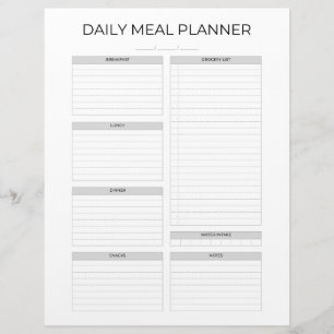 En-tête De Lettre Planificateur de repas quotidien   Simple design m
