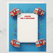 En-tête De Lettre Pompier rouge Camion Customisé Mitzvah Note (Devant / Derrière)