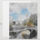 En-tête De Lettre Pont aquarelle à Central Park New York (Devant / Derrière)