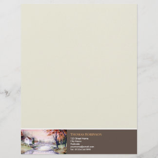 En-tête De Lettre Pont Arché Nouvelle-Angleterre aquarelle peinture