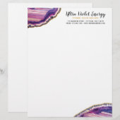 En-tête De Lettre Pourpre ultra-violet de pierre gemme de tranche (Devant / Derrière)