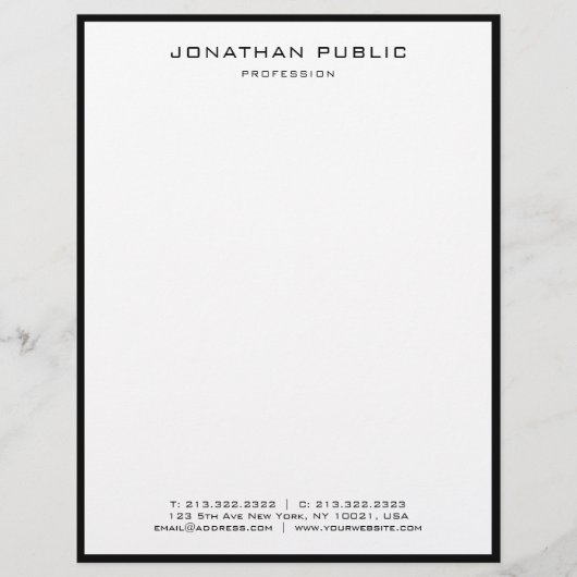 En-tête De Lettre Professional Modern Black White Elegant Minimalist (Devant)