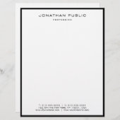 En-tête De Lettre Professional Modern Black White Elegant Minimalist (Devant / Derrière)