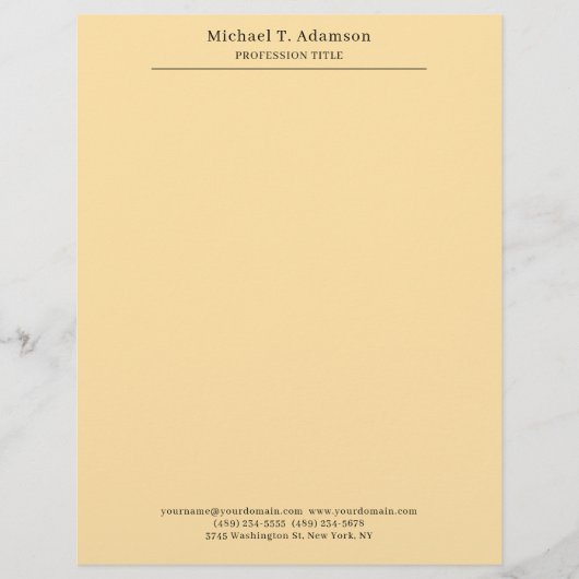 En-tête De Lettre Professional Stylish Elegant Plain Modern Beige (Devant)